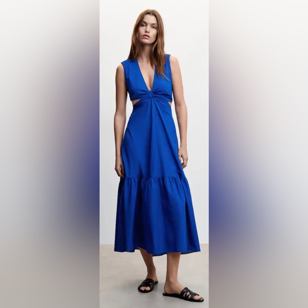Mango Blue Knot Dress with openings